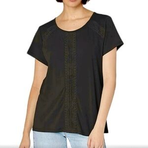 Karl Lagerfield Black pullover style with lace inserts. 
Size L